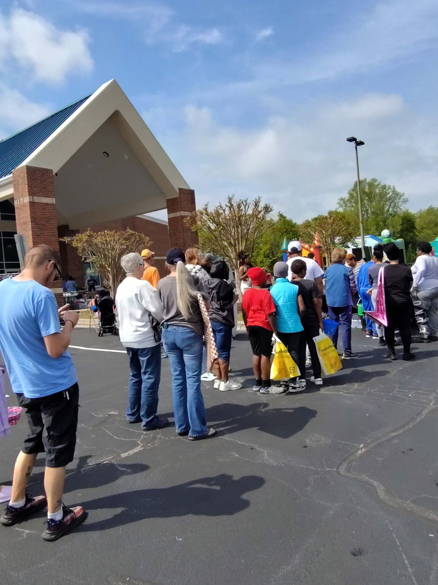 Guests lined up outside Sharpe Road Church of Christ on Community Day